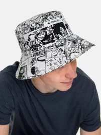 bucket-hat-mlodziezowa-czapka-kapelusz-rybacki-komiks-bawelniany-bialy