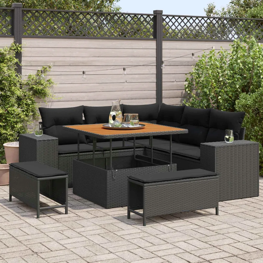 zestaw-sof-ogrodowych-rattan-czarny-5-elementow