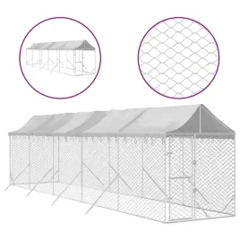 kojec-dla-psa-z-dachem-srebrny-2x10x25m-stal-galwanizowana