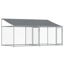 klatka-dla-psa-z-dachem-i-drzwiami-szara-4x2x2-m-stal