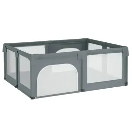 kojec-dla-dziecka-z-2-drzwiczek-jasnoszary-tkanina-oxford