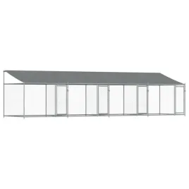 klatka-dla-psa-z-dachem-i-drzwiami-szara-8x2x2-m-stal