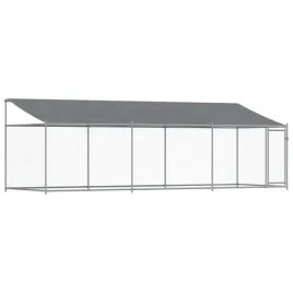 klatka-dla-psa-z-dachem-i-drzwiami-szara-6x2x2-m-stal