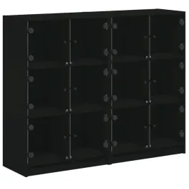 biblioteczka-z-drzwiczkami-czarna-136x37x109-cm
