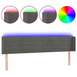 zaglowek-do-lozka-z-led-ciemnoszary-183x16x78-88-cm-aksamit