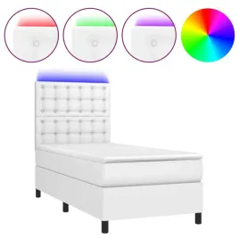 lozko-kontynentalne-z-materacem-i-led-biala-ekoskora-90x200-cm