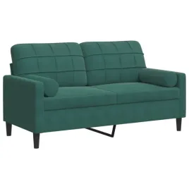 2-osobowa-sofa-z-poduszkami-ciemnozielona-140-cm-aksamit