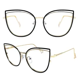 okulary-zerowki-damskie-kocie-cat-eye-czarno-zlote