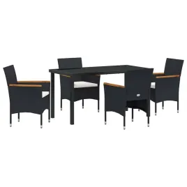 zestaw-do-jadalni-w-ogrodzie-z-poduszka-5-pcs-czarny-polirattan