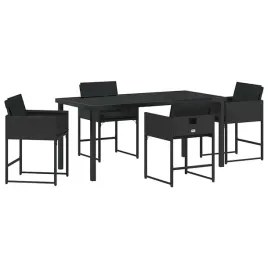 zestaw-do-jadalni-w-ogrodzie-z-poduszka-5-pcs-czarny-polirattan