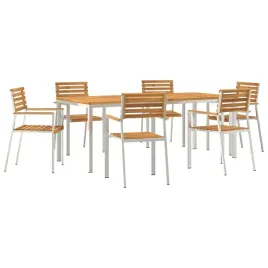 zestawdojedzeniawogrodzie-7-pcs-brazowy-drewnoakacjowe