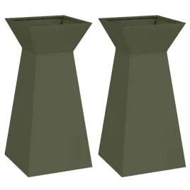 donica-slupowa-2-pcs-oliwkowy-35-x-35-x-73-cm-stal