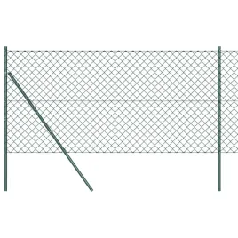 ogrodzenie-z-ogniw-ze-slupkami-zielony-1-5-x-10-m-stal