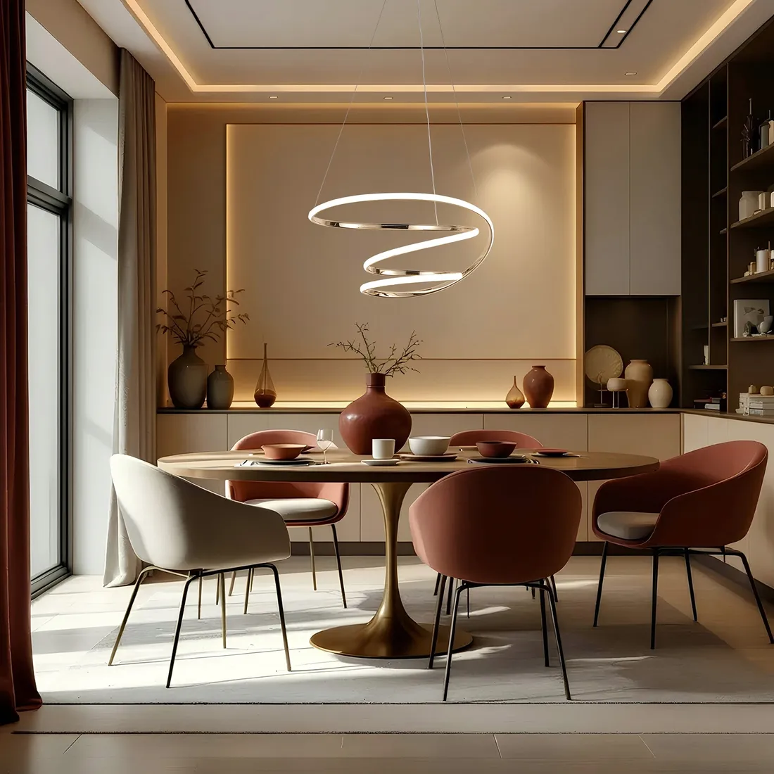 lampa-wiszaca-1-punkt-swiatla-led-zlota-nowoczesna-glamour-spirala-toolight-stan-nowy