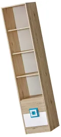 meble-nico-06-regal-na-ksiazki-zabawki-z-polkami-szufladami-dab-bialy-turku