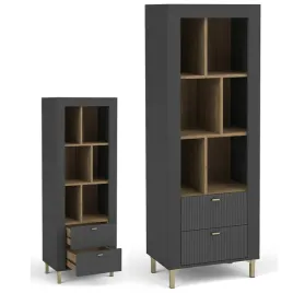 meble-mossa-04-regal-na-ksiazki-z-szufladami-do-salonu-czarny-dab-whisky