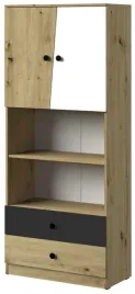 meble-nero-04-regal-na-ksiazki-do-salonu-z-szufladami-polkami-czarny-mat