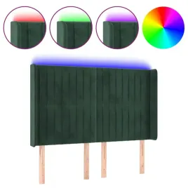 zaglowek-do-lozka-z-led-ciemnozielony-147x16x118-128cm-aksamit