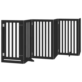 skladana-bramka-dla-psa-z-drzwiami-6-paneli-czarna-300-cm