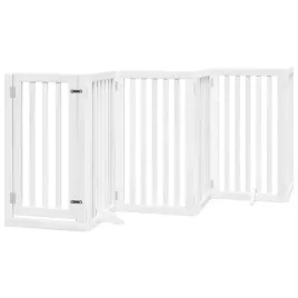 skladana-bramka-dla-psa-z-drzwiami-6-paneli-biala-300-cm
