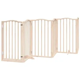 bramka-dla-psa-z-drzwiami-skladana-6-paneli-300-cm-drewno-topolowe