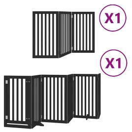 skladana-bramka-dla-psa-z-drzwiami-9-paneli-czarna-450-cm