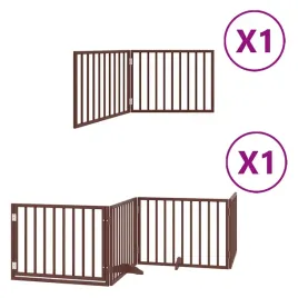 skladana-bramka-dla-psa-z-drzwiami-6-paneli-brazowa-480-cm