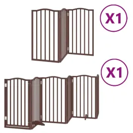 skladana-bramka-dla-psa-z-drzwiami-9-paneli-brazowa-450-cm
