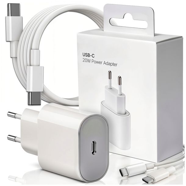 SZYBKA ŁADOWARKA do Telefonu Apple iPhone 15 16 17 Kostka 20W + Kabel USB-C