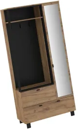 meble-gaves-05-przedpokoj-garderoba-z-lustrem-loft-dab-craft-zloty-czarny