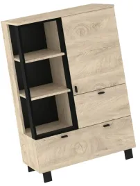 meble-gaves-06-niski-regal-na-ksiazki-z-szufladami-loft-dab-endgrain-czarny