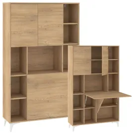 meble-megi-2-regal-na-ksiazki-biurko-skladane-dab-cremona