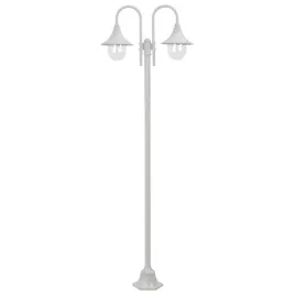 stojaca-lampa-ogrodowa-z-2-latarniami-aluminium-pvc-biala-220x72-cm