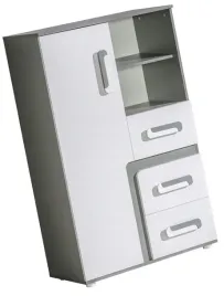 meble-apetito-06-wysoka-komoda-z-szufladami-drzwiami-polkami-antracyt-biala