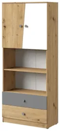meble-nero-04-regal-na-ksiazki-do-salonu-z-szufladami-polkami-szary-mat
