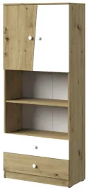 meble-nero-04-regal-na-ksiazki-zabawki-z-szufladami-polkami-drzwiami-bial-m