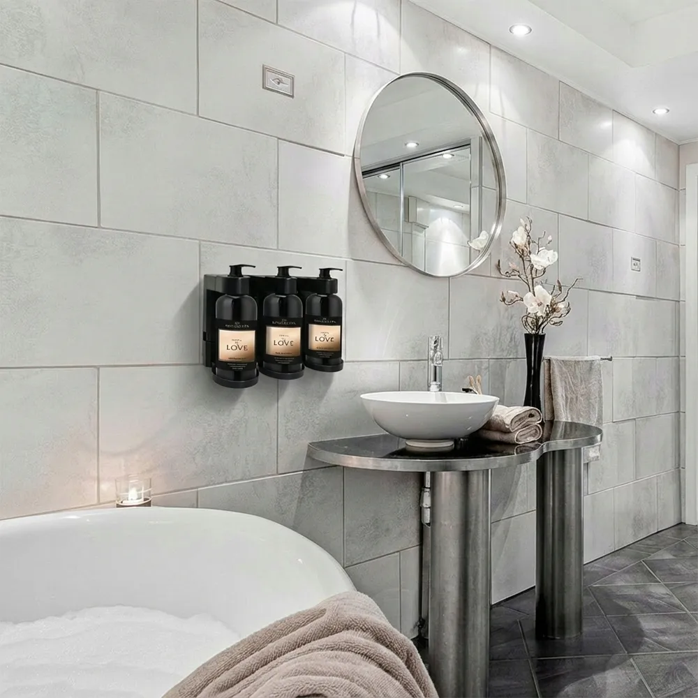 uniwersalny-potrojny-uchwyt-scienny-na-dozownik-mydla-zelu-bez-wiercenia