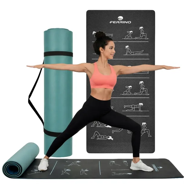 MATA DO ĆWICZEŃ JOGI 186x61cm - TRENINGOWA FITNESS UCHWYT GRUBA GIMNASTYKA