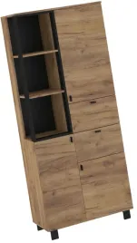 meble-gaves-10-szafka-wysoki-regal-z-szufladami-drzwiami-dab-craft-z-czarny