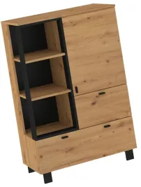 meble-gaves-06-niski-regal-na-ksiazki-z-szufladami-loft-dab-artisan-czarny