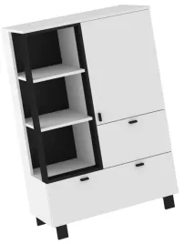 meble-gaves-06-niski-regal-na-ksiazki-z-szufladami-loft-bialy-czarny