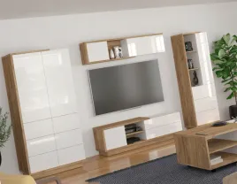 meble-brita-2-szafa-szafka-rtv-polka-regal-dab-craft-zloty-bialy-polysk