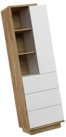 meble-brita-19-wysoki-regal-z-polkami-szuflada-drzwiami-dab-craft-zloty-bia