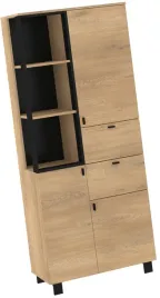 meble-gaves-10-szafka-wysoki-regal-na-ksiazki-z-szufladami-dab-cre-czarny
