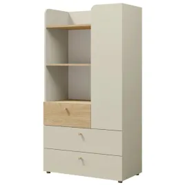 meble-yuki-06-regal-na-ksiazki-zabawki-z-polkami-szufladami-szarobezowy-dab