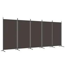 parawan-5-panelowy-tkanina-i-zelazo-brazowy-433x180-cm