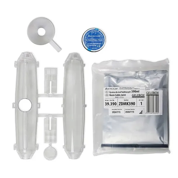 Mufa instalacyjna żywiczna MM12 16-34 mm komplet żywica z taśmą 390ml GELEB
