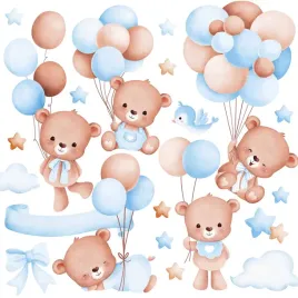 naklejki-na-sciane-dla-dzieci-kolorowe-balony-misie-chmurki-gwiazdki-zestaw