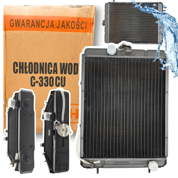 URSUS C-330 CHŁODNICA WODY MIEDZIANA 4-RZĘDOWA + KRANIK CIĘŻKA WZMOCNIONA
