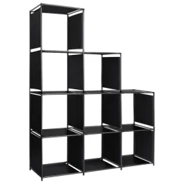 regal-schodkowy-z-9-przegrodkami-stal-i-tkanina-czarny-130x45x170-cm